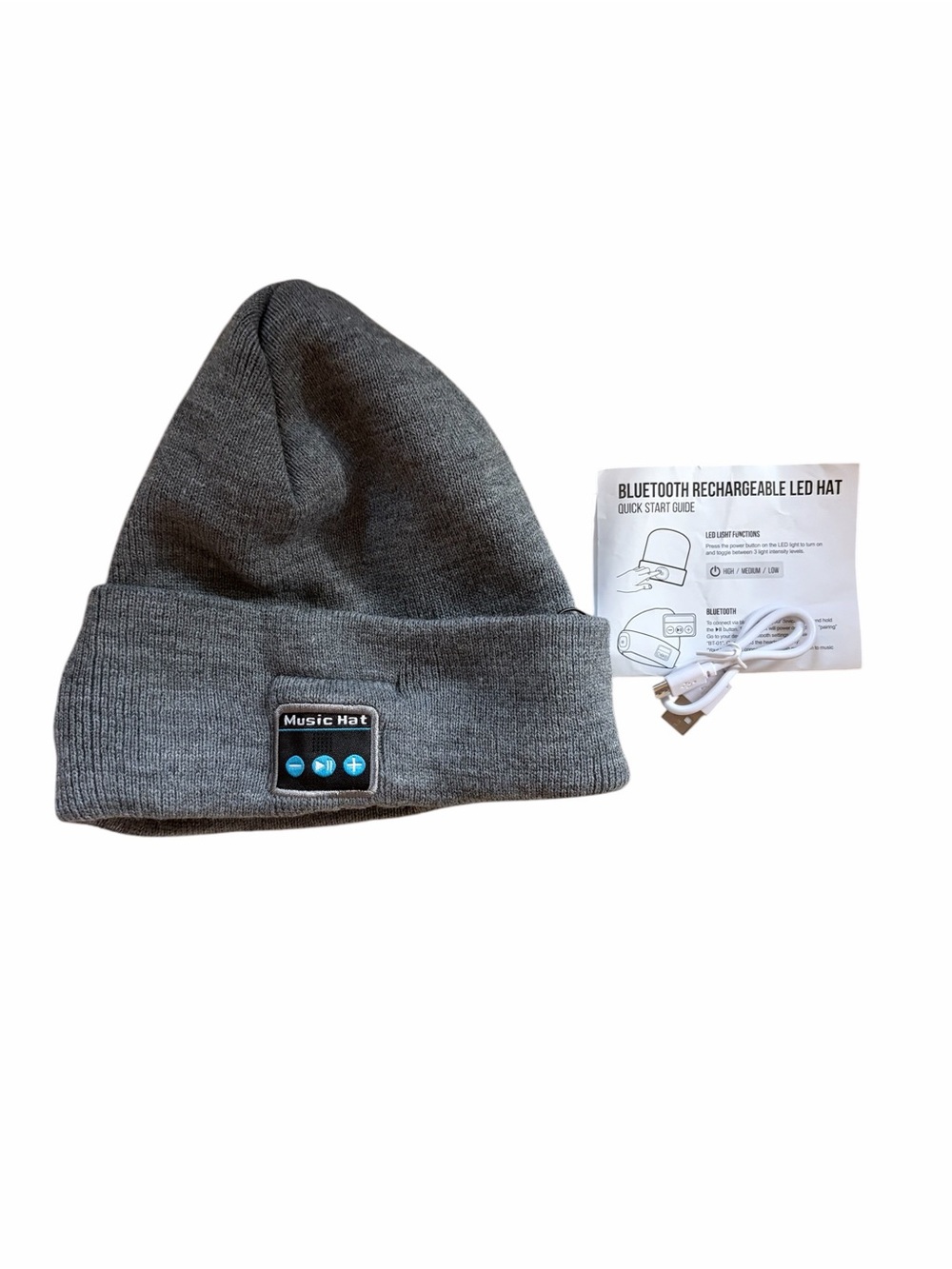 Wireless Bluetooth Rechargeable Music Beanie Hat - Gray